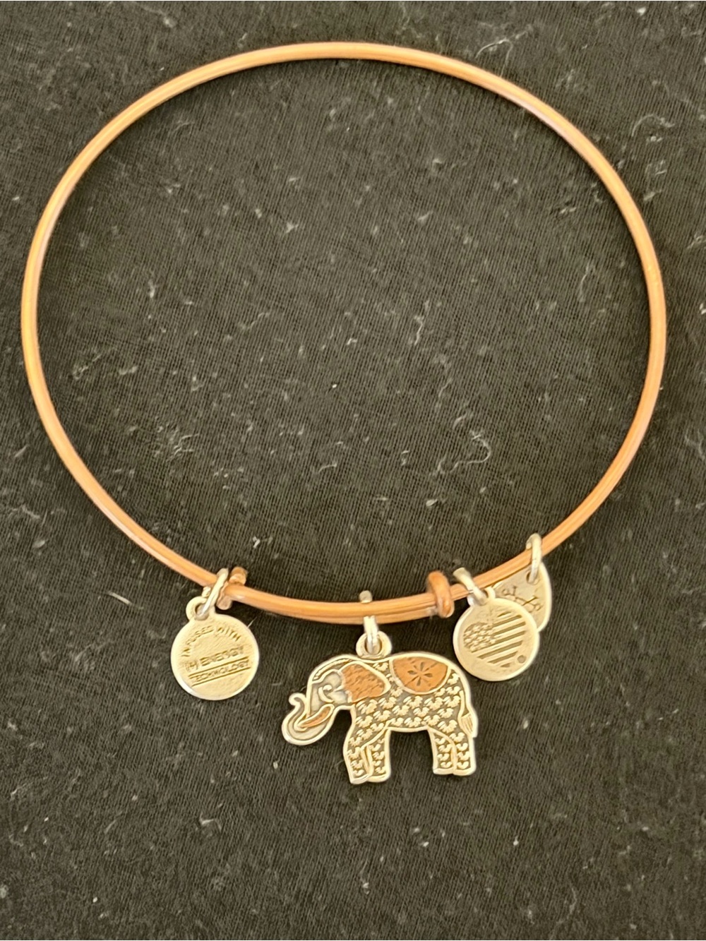 Alex and Ani 2018 Elephant Charm Bangle Bracelet in Gold and Tan - Women Jewelry